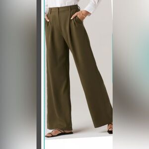 Vetta Women's 100%‎ Linen Wide Leg Green Wide Leg Lagenlook Pants- Size 4